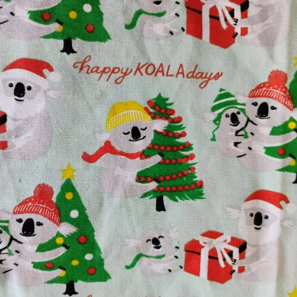 Happy Koaladays Christmas Tea Towel With Red Pom Trim Paper Source 20x28 Cotton